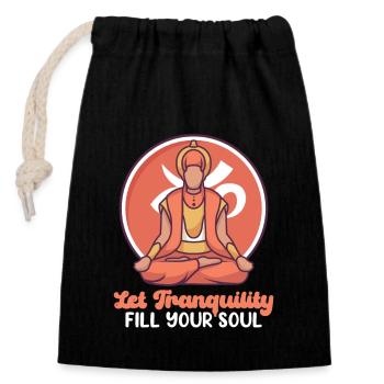 Yoga, Pleine conscience, Pratique, Méditation, Manifestation - Sac cadeau en coton avec cordon (14 x 20 cm) - noir - Devant