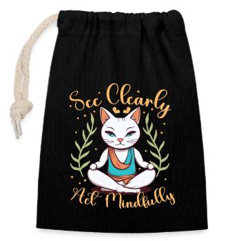 Yoga, Pleine conscience, Pratique, Méditation, Manifestation - Sac cadeau en coton avec cordon (14 x 20 cm) - noir - Devant