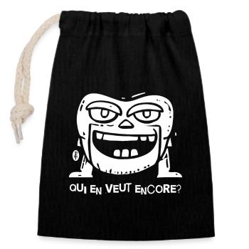 Who wants anything else? - Closable cotton gift bag (14x20cm) - black - Front