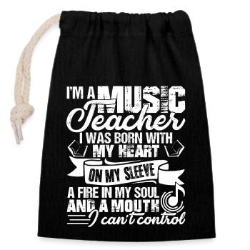 Music Teacher Music Teacher Heart - Closable cotton gift bag (14x20cm) - black - Front