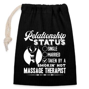 Massage Therapist Relationship Status - Closable cotton gift bag (14x20cm) - black - Front