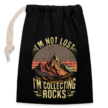 Géologue Collectionneur de roches Rétro Drôle Géologie - Sac cadeau en coton avec cordon (14 x 20 cm) - noir - Devant