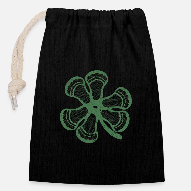 Crosse Trèfle Drôle St Patrick - Sac cadeau en coton avec cordon (14 x 20 cm) - noir