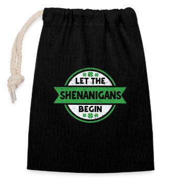 Lassen Sie die Shenanigans beginnen Saint Patricks - Verschließbarer Geschenkbeutel aus Baumwolle (14x20cm) - Schwarz - Vorne