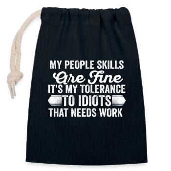 My People Skills Are Just Fine - Closable cotton gift bag (14x20cm) - navy - Front