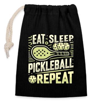Eat Sleep Pickleball Repeat - Closable cotton gift bag (14x20cm) - black - Front