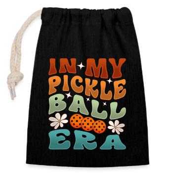 À l’époque du pickleball - Sac cadeau en coton avec cordon (14 x 20 cm) - noir - Devant