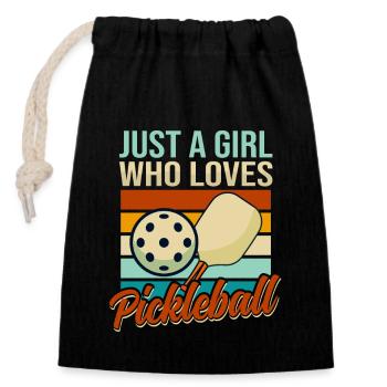Juste une fille qui aime le pickleball - Sac cadeau en coton avec cordon (14 x 20 cm) - noir - Devant