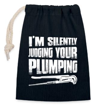 I'm Silently Judging Your Plumping Pipefitter Plum - Closable cotton gift bag (14x20cm) - navy - Front