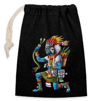 Antiker Aztekengott Tlaloc - Verschließbarer Geschenkbeutel aus Baumwolle (14x20cm) - Schwarz - Vorne