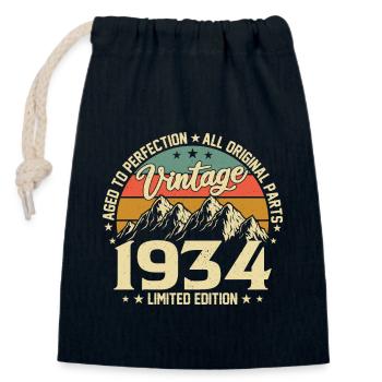 90th birthday 1934 - Closable cotton gift bag (14x20cm) - navy - Front