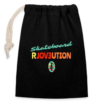 Révolution du skateboard et déclaration d’amour - Sac cadeau en coton avec cordon (14 x 20 cm) - noir - Devant