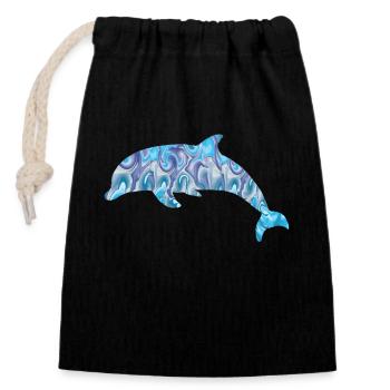 Dolphin - Verschließbarer Geschenkbeutel aus Baumwolle (14x20cm) - Schwarz - Vorne
