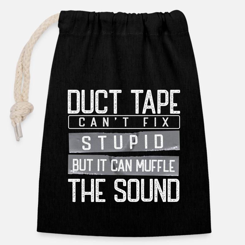 Duct Tape Panzertape Handwerker Klebeband - Verschließbarer Geschenkbeutel aus Baumwolle (14x20cm) - Schwarz