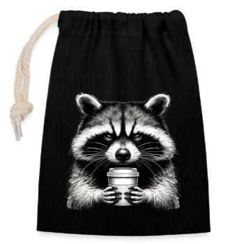 Grumpy Raccoon - Closable cotton gift bag (14x20cm) - black - Front