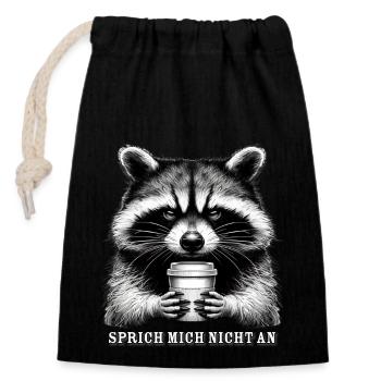 Grumpy Raccoon - Closable cotton gift bag (14x20cm) - black - Front