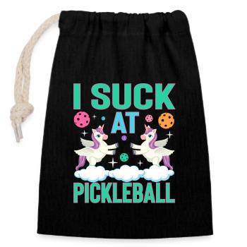 Je suis nul au pickleball - Mauvais joueur avec humour - Sac cadeau en coton avec cordon (14 x 20 cm) - noir - Devant