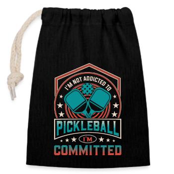 Pickleball rétro - Je suis engagé Vintage - Sac cadeau en coton avec cordon (14 x 20 cm) - noir - Devant