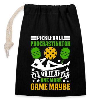 Procrastinateur de pickleball - Je le fais après - Sac cadeau en coton avec cordon (14 x 20 cm) - noir - Devant