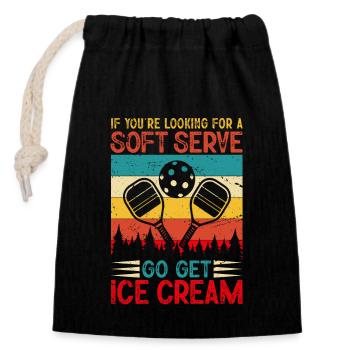 Vous cherchez un service doux ? Allez chercher de la crème glacée ! - Sac cadeau en coton avec cordon (14 x 20 cm) - noir - Devant