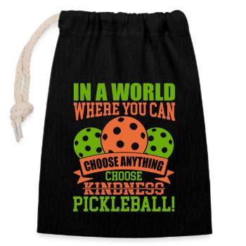Pickleball - Un monde où vous pouvez choisir n’importe quoi - Sac cadeau en coton avec cordon (14 x 20 cm) - noir - Devant