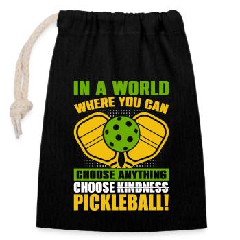 Pickleball - A World Where You Can Choose Anything - Verschließbarer Geschenkbeutel aus Baumwolle (14x20cm) - Schwarz - Vorne