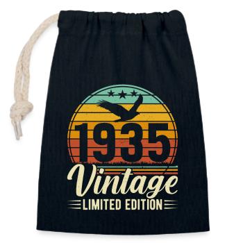 Vintage Geburtstagsgeschenk 89 Jahre 1935 Retro - Verschließbarer Geschenkbeutel aus Baumwolle (14x20cm) - Navy - Vorne