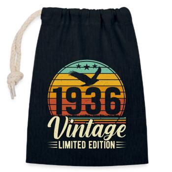 Vintage 88. Geburtstag Retro - Verschließbarer Geschenkbeutel aus Baumwolle (14x20cm) - Navy - Vorne