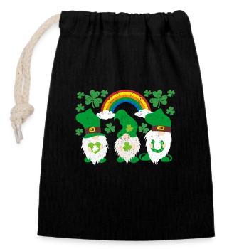 Irish Norse Dwarfs Funny Lucky Leprechauns - Closable cotton gift bag (14x20cm) - black - Front