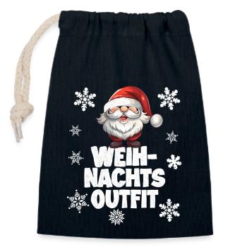 Weihnachtsoutfit mit Weihnachtsmann - Verschließbarer Geschenkbeutel aus Baumwolle (14x20cm) - Navy - Vorne