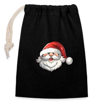 Santa Claus - Closable cotton gift bag (14x20cm) - black - Front