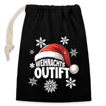 Tenue de Noël - Sac cadeau en coton avec cordon (14 x 20 cm) - noir - Devant