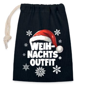 Weihnachtsoutfit - Verschließbarer Geschenkbeutel aus Baumwolle (14x20cm) - Navy - Vorne
