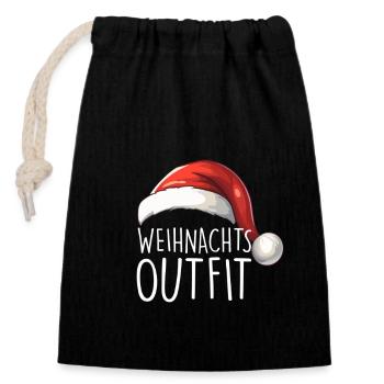 Tenue de Noël - Sac cadeau en coton avec cordon (14 x 20 cm) - noir - Devant