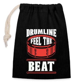 Drumline Feel The Beat Tambour Joueur Marching Band - Sac cadeau en coton avec cordon (14 x 20 cm) - noir - Devant