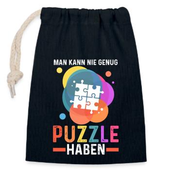 Puzzlefan Puzzler Puzzleteile Puzzle - Verschließbarer Geschenkbeutel aus Baumwolle (14x20cm) - Navy - Vorne