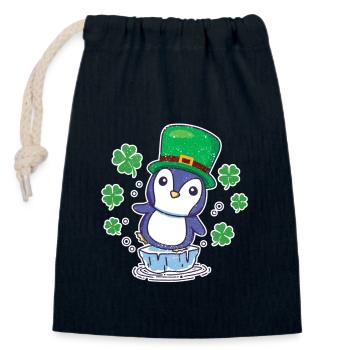 Irish Penguin Leprechaun Tier niedlich Vogel - Verschließbarer Geschenkbeutel aus Baumwolle (14x20cm) - Navy - Vorne
