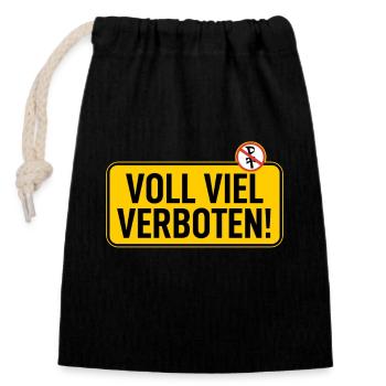 Sign: Full Lot Prohibited - Closable cotton gift bag (14x20cm) - black - Front