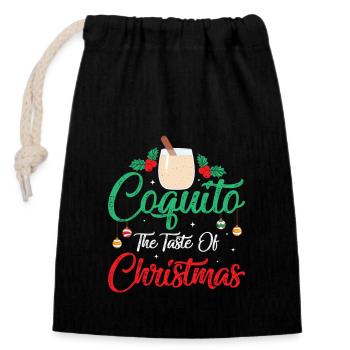 Coquito The Taste Of Christmas Puerto Rican Rum Dr - Verschließbarer Geschenkbeutel aus Baumwolle (14x20cm) - Schwarz - Vorne