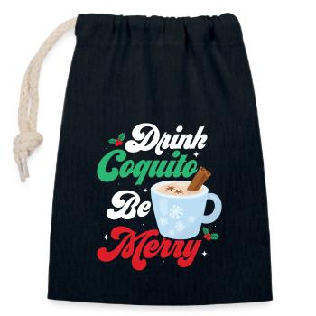 Drink Coquito Be Merry Puerto Rican Coconut Rum Dr - Verschließbarer Geschenkbeutel aus Baumwolle (14x20cm) - Navy - Vorne