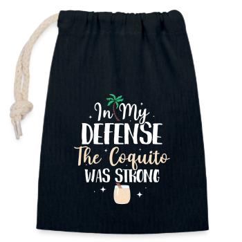 In My Defense The Coquito Was Strong Rum Drink Pue - Verschließbarer Geschenkbeutel aus Baumwolle (14x20cm) - Navy - Vorne