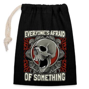 Totenkopf, Vintage Skull, Angst lustiger Spruch - Verschließbarer Geschenkbeutel aus Baumwolle (14x20cm) - Schwarz - Vorne