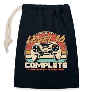 16. Geburtstag Gamer Level 16 Freigeschaltet - Verschließbarer Geschenkbeutel aus Baumwolle (14x20cm) - Navy - Vorne