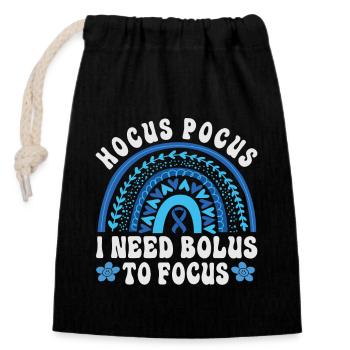 Hocus Pokus I Need Insulin To Focus - Diabetes - Verschließbarer Geschenkbeutel aus Baumwolle (14x20cm) - Schwarz - Vorne