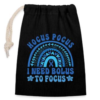 Hocus Pokus I Need Insulin To Focus - Diabetes - Verschließbarer Geschenkbeutel aus Baumwolle (14x20cm) - Schwarz - Vorne