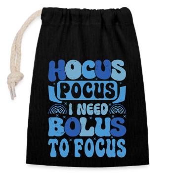 Hocus Pokus I Need Insulin To Focus - Diabetes - Verschließbarer Geschenkbeutel aus Baumwolle (14x20cm) - Schwarz - Vorne
