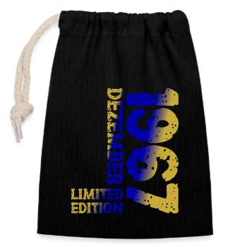 1967 December Limited Edition 56th Birthday Decoration - Closable cotton gift bag (14x20cm) - black - Front