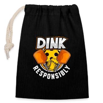 Dink Responsibly - Funny Pickleball Saying - Closable cotton gift bag (14x20cm) - black - Front