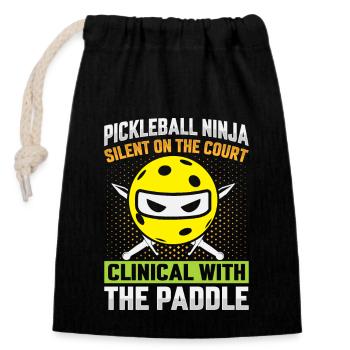 Pickleball Ninja - Silencieux avec la pagaie - Sac cadeau en coton avec cordon (14 x 20 cm) - noir - Devant