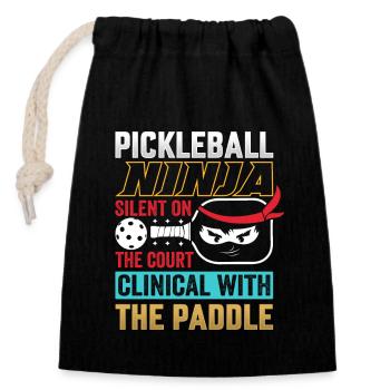 Pickleball Ninja - Silencieux avec la pagaie - Sac cadeau en coton avec cordon (14 x 20 cm) - noir - Devant